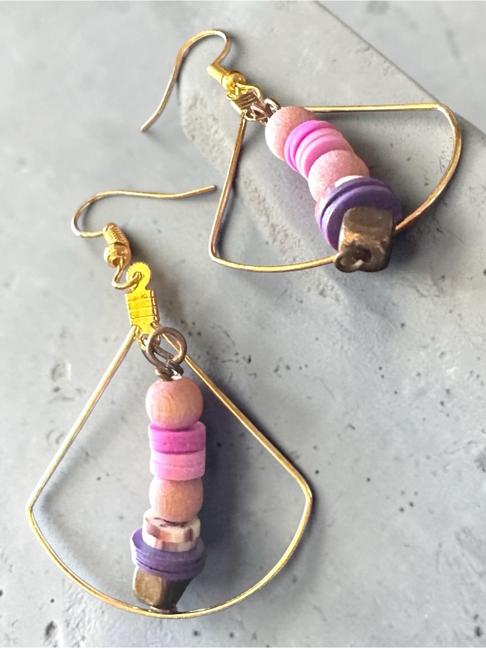Handcrafted Purple Bead Drop Earrings